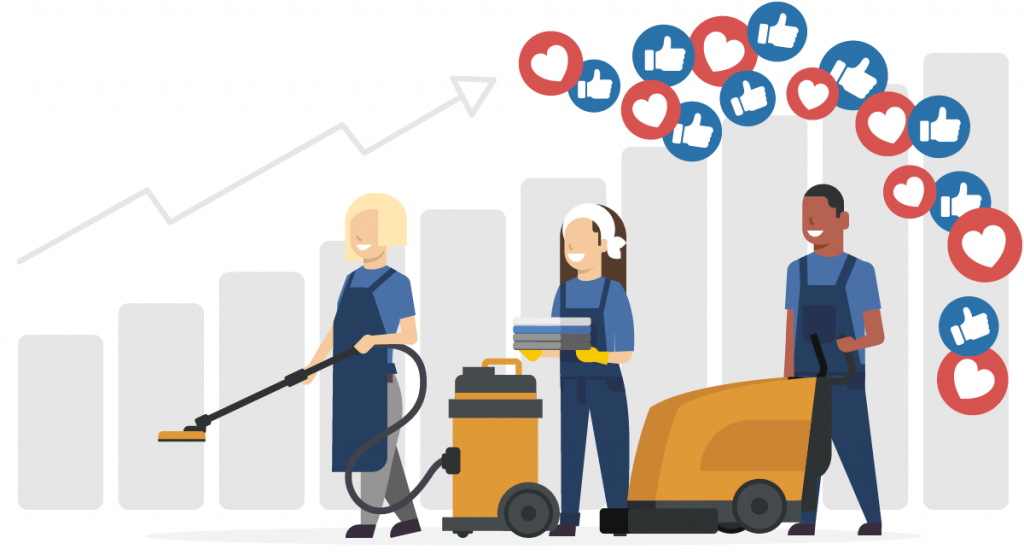 Cleaning team with rising client satisfaction through transparent reporting and documentation.